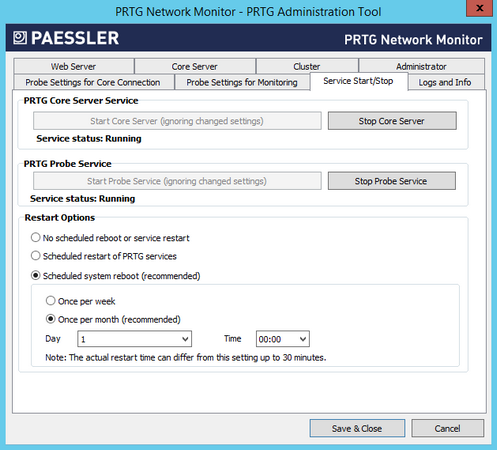 PRTG Administration Tool: Start and Stop Service PRTG Administration Tool: Start and Stop Service