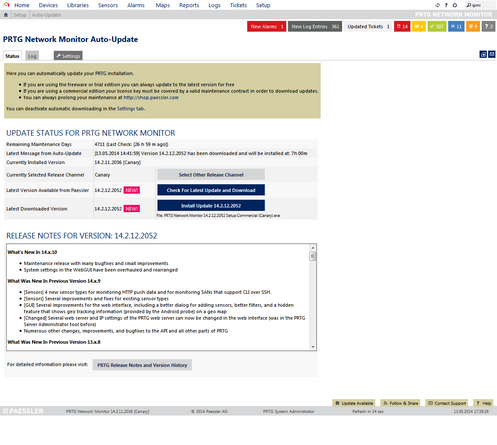 Automatic Software Update Page Automatic Software Update Page