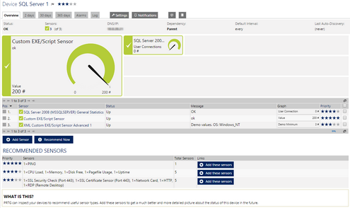 Recommended Sensors on Device Overview Tab Recommended Sensors on Device Overview Tab